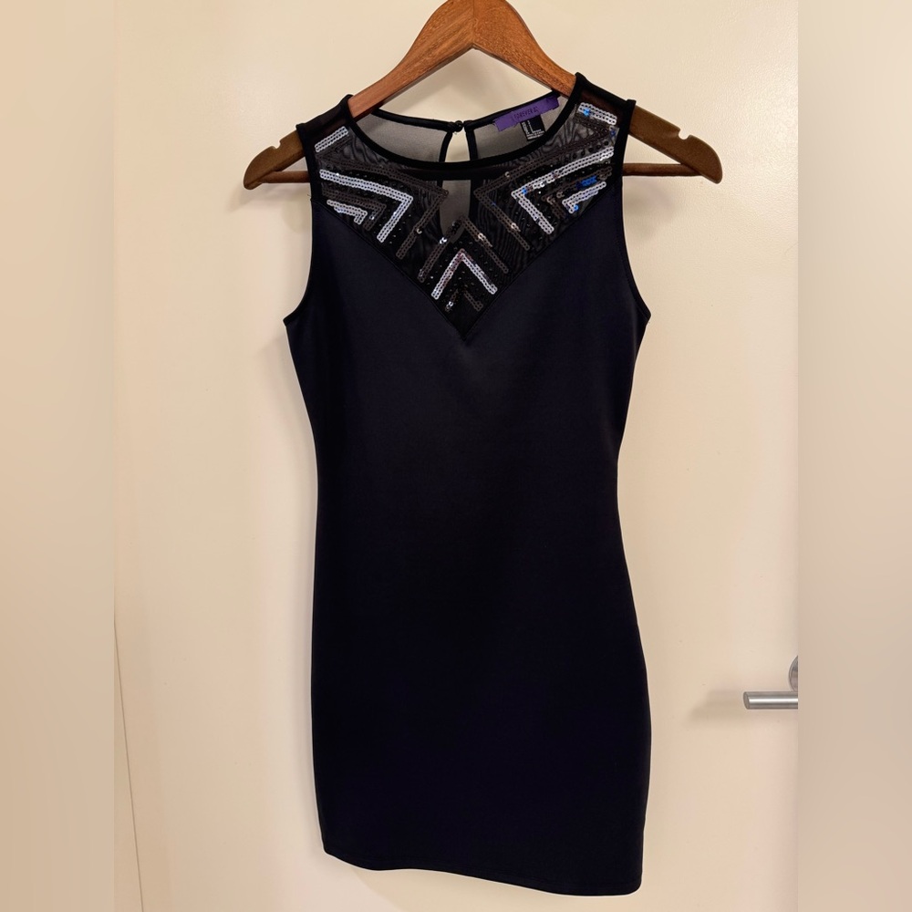 Little Black Dress. Cocktail Dress. Mini Dress with Sequin Embellishments Size S